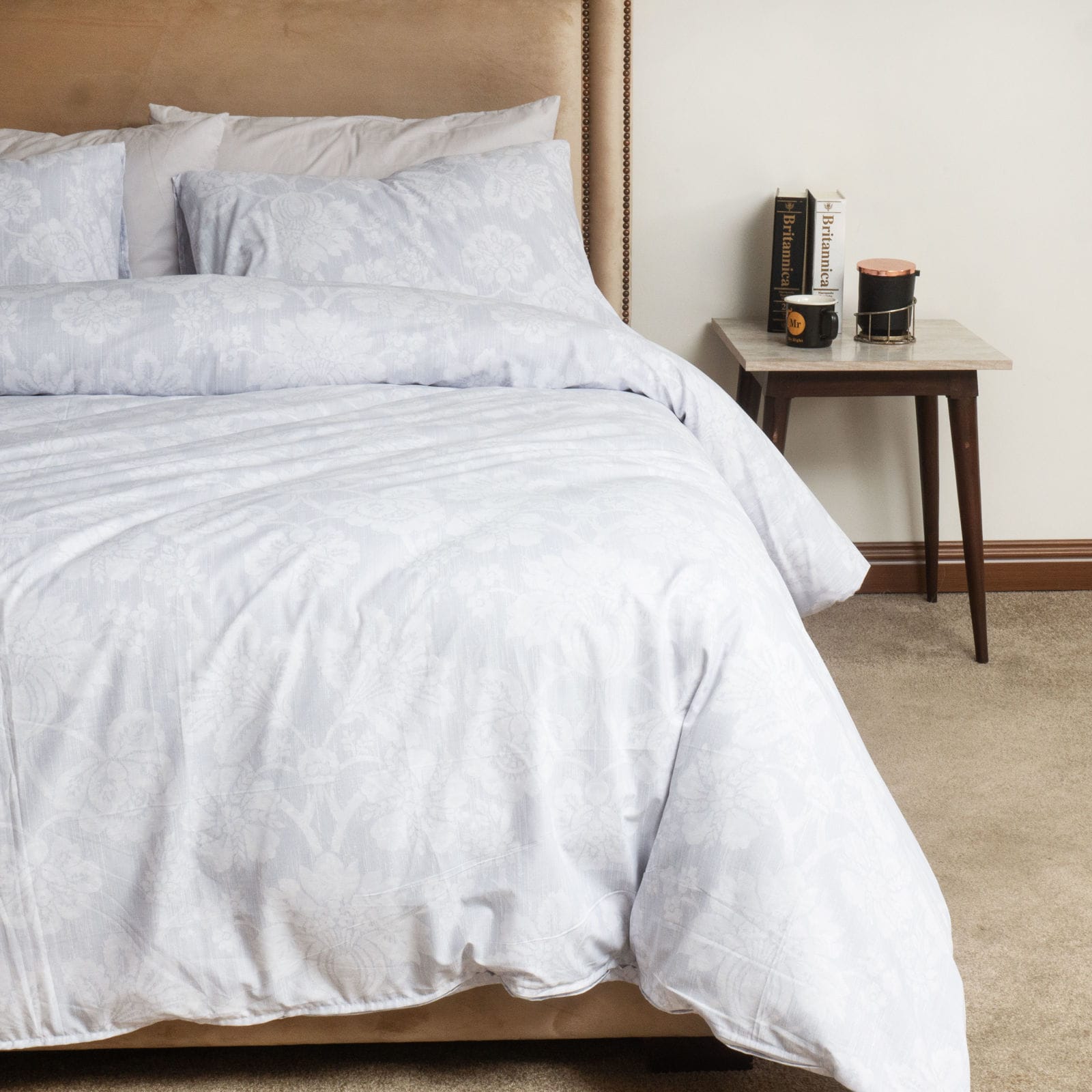Soft Cotton King Quilt Set White Floral