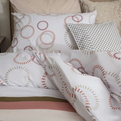 King Quilt Bed Cover Set Circles Light Brown