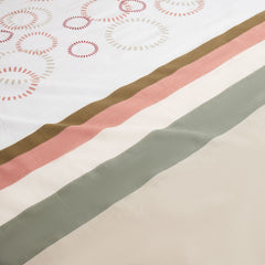King Quilt Bed Cover Set Circles Light Brown
