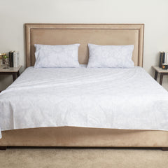 White Floral Kind Bed Set