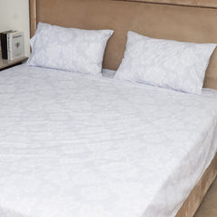 White Floral Kind Bed Set