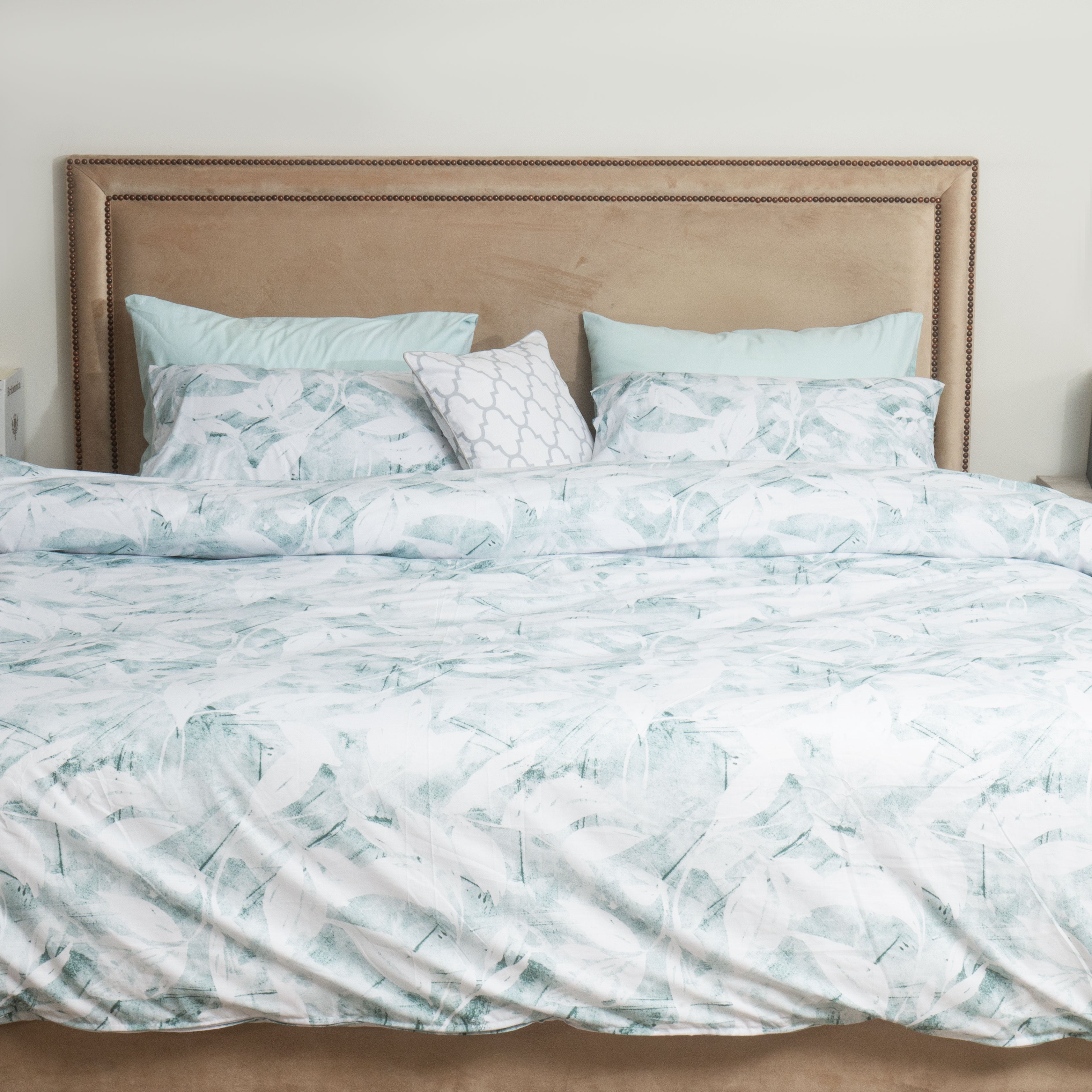 King Quilt Set green floral