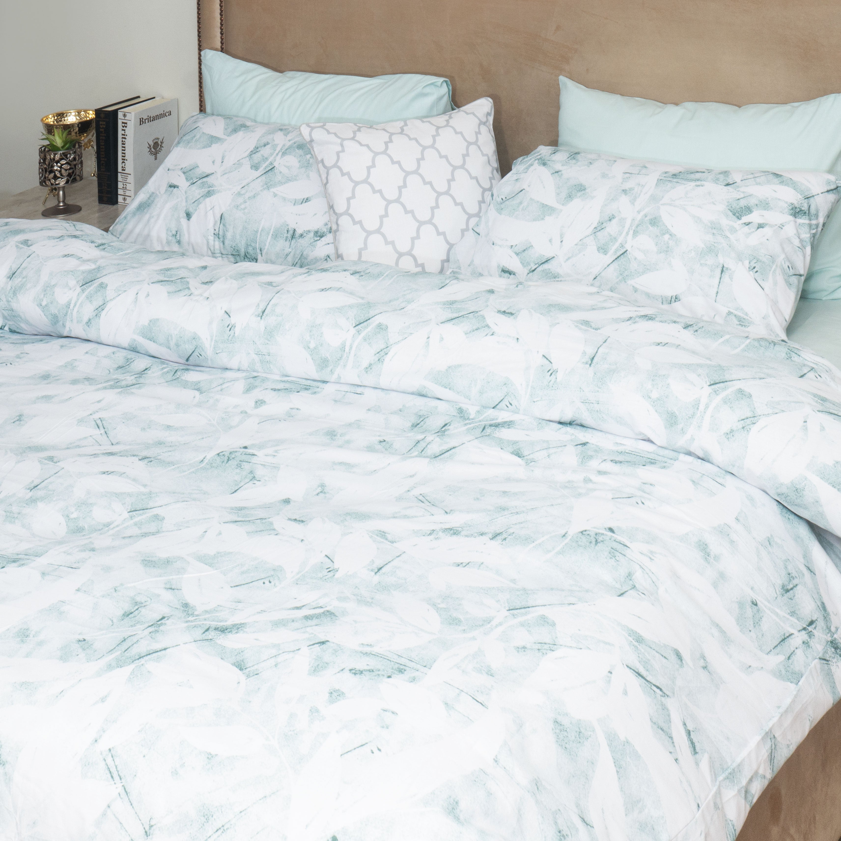 King Quilt Set green floral