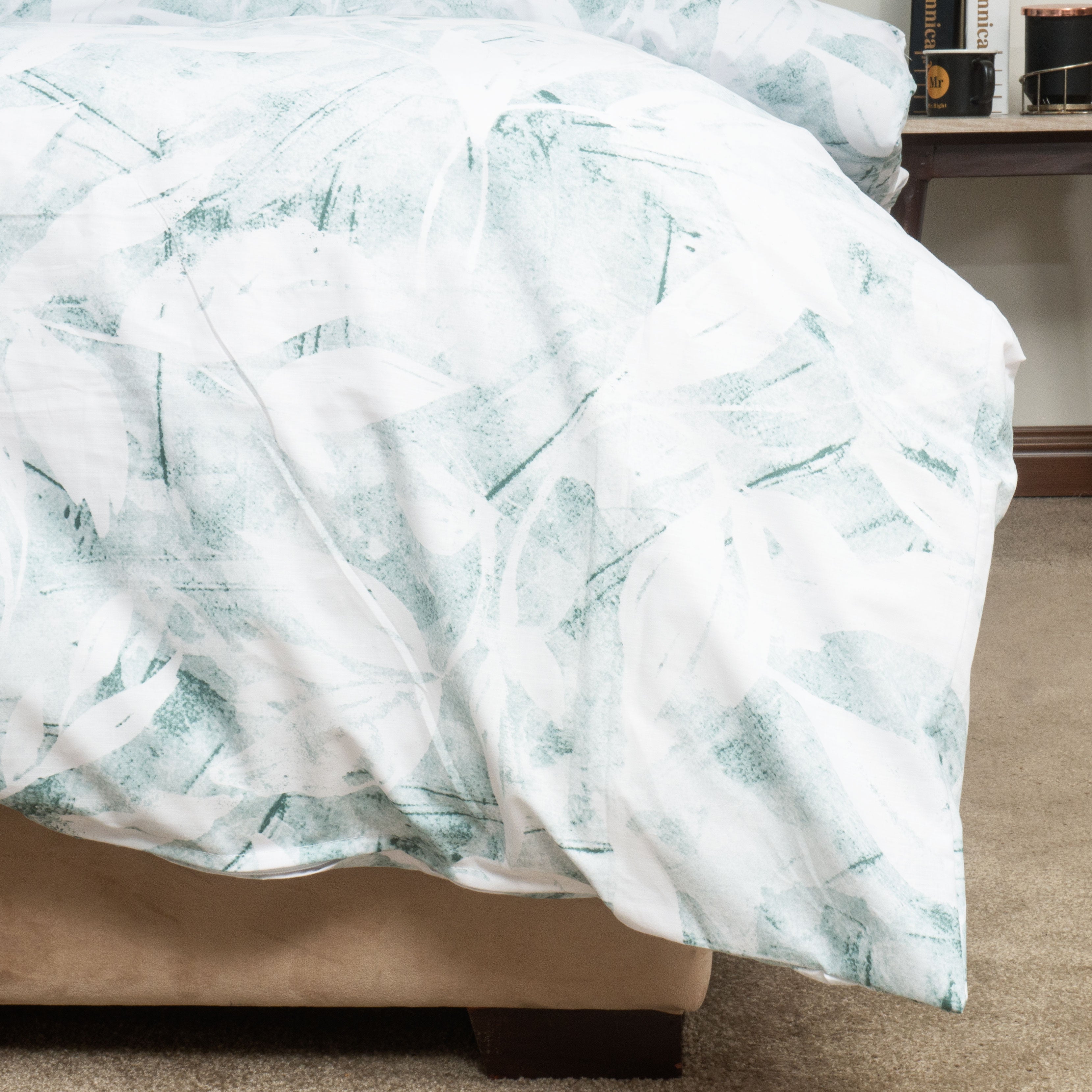 King Quilt Set green floral
