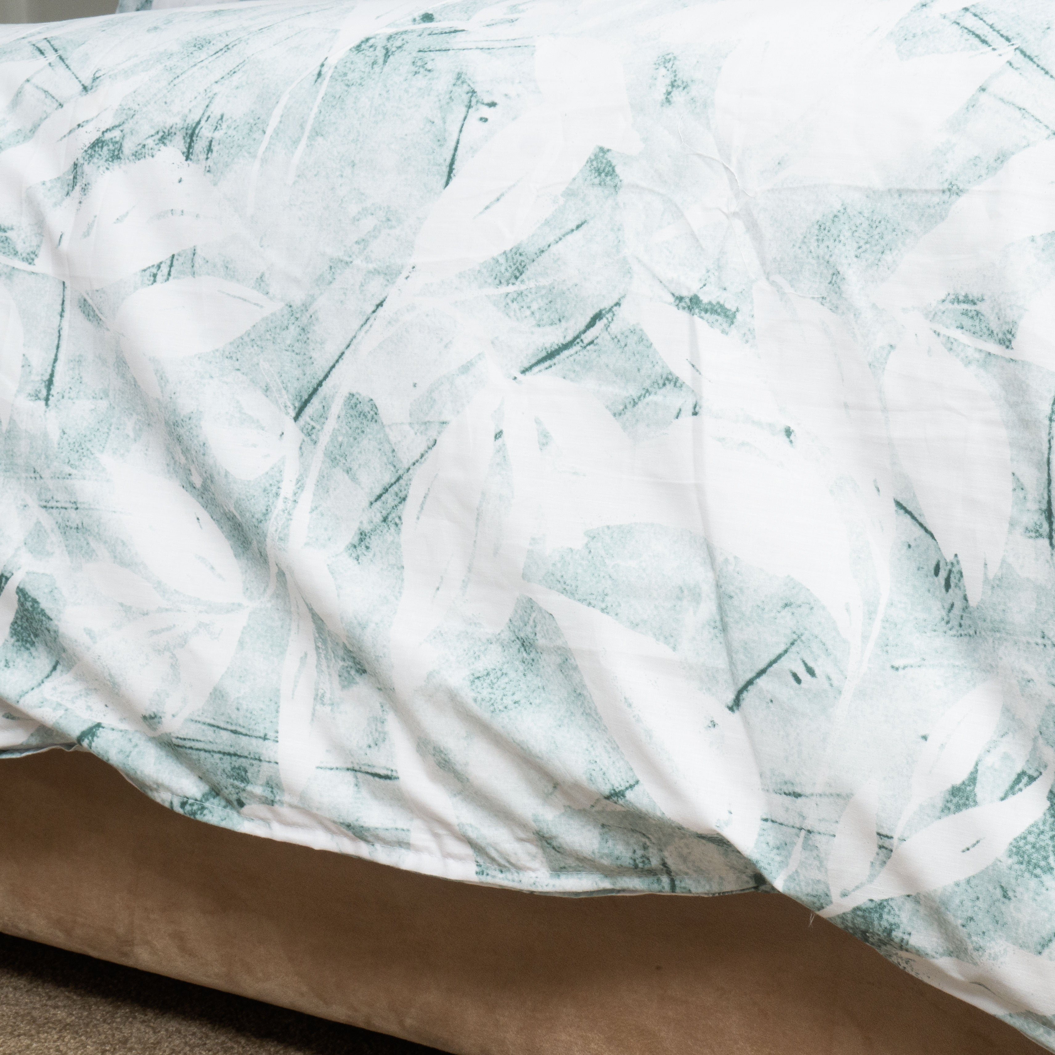 King Quilt Set green floral