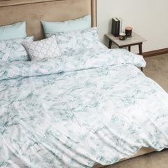 King Quilt Set green floral
