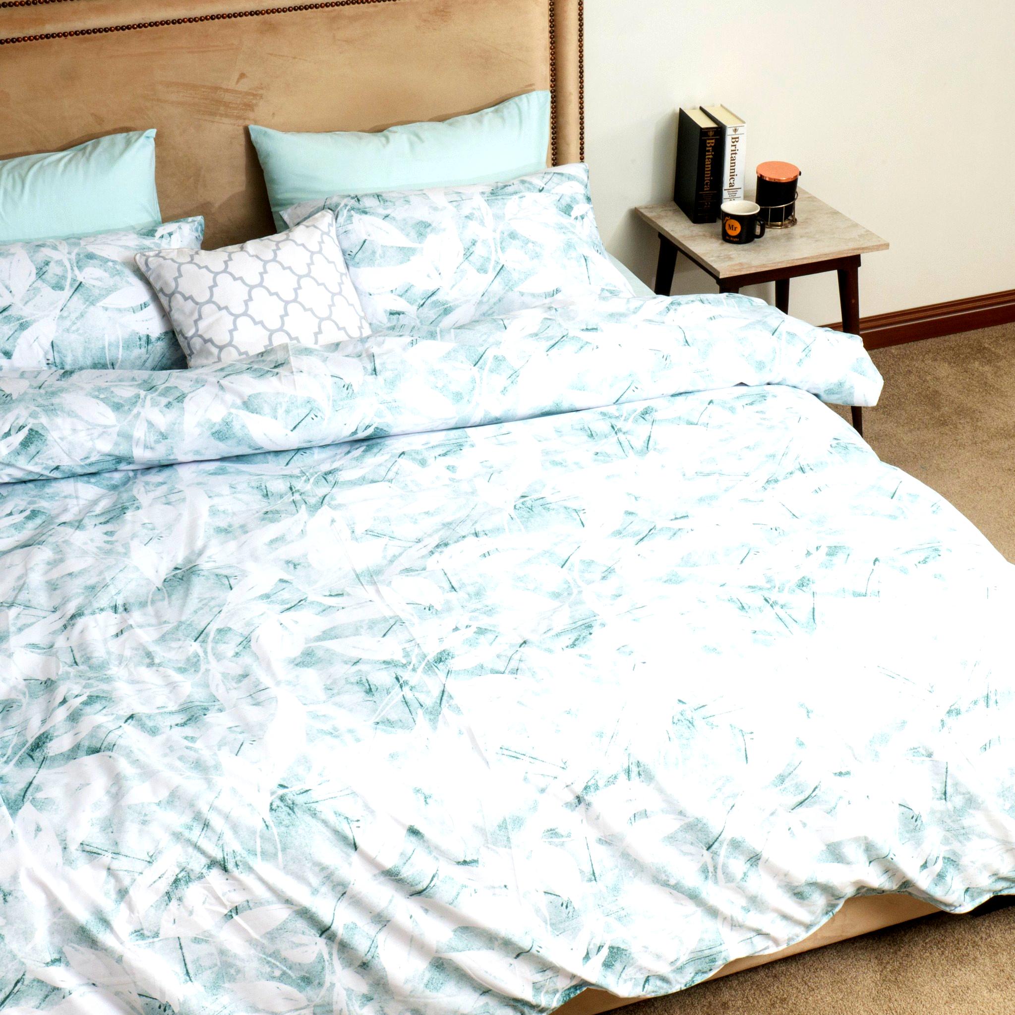 King Quilt Set green floral