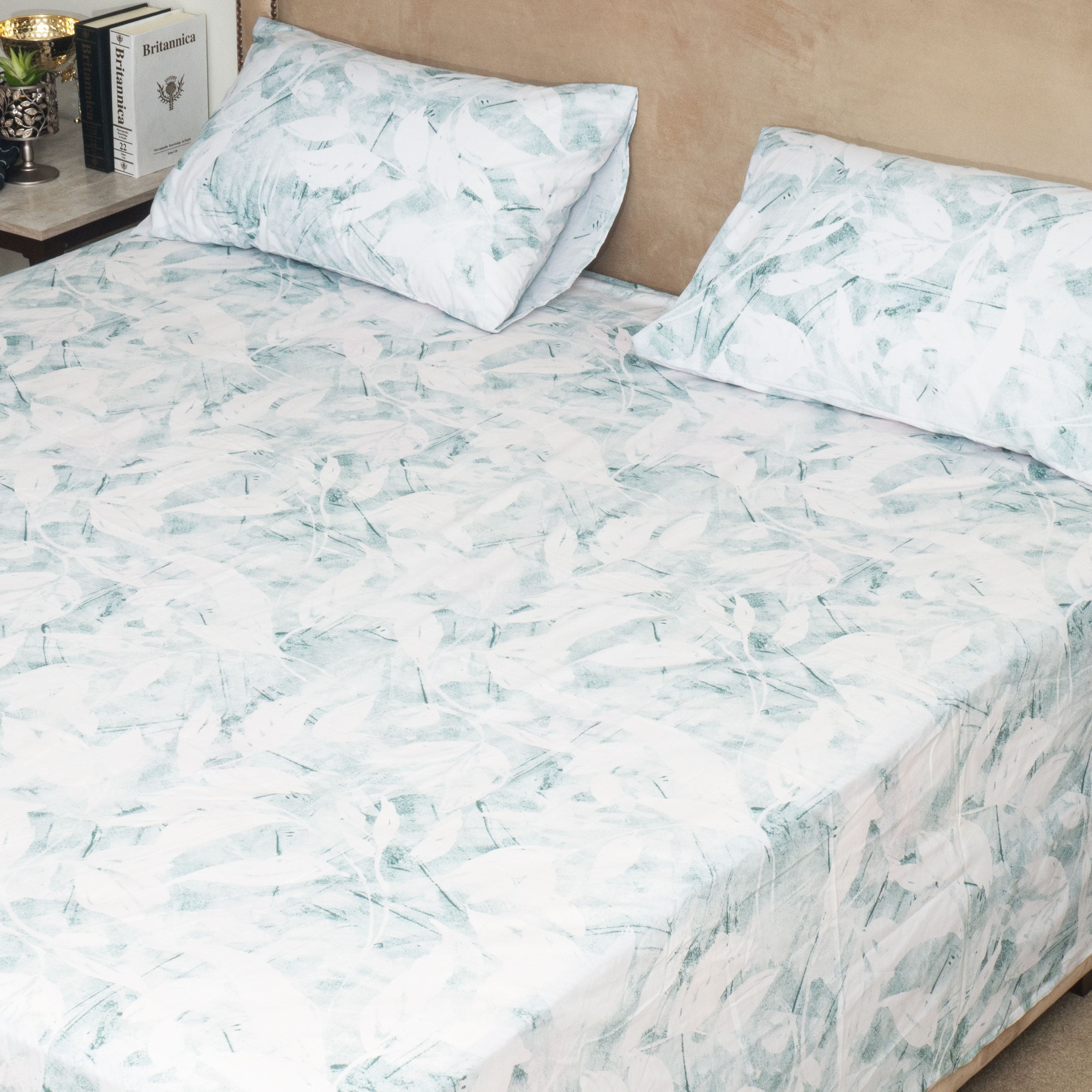 Green Floral King Bed Set