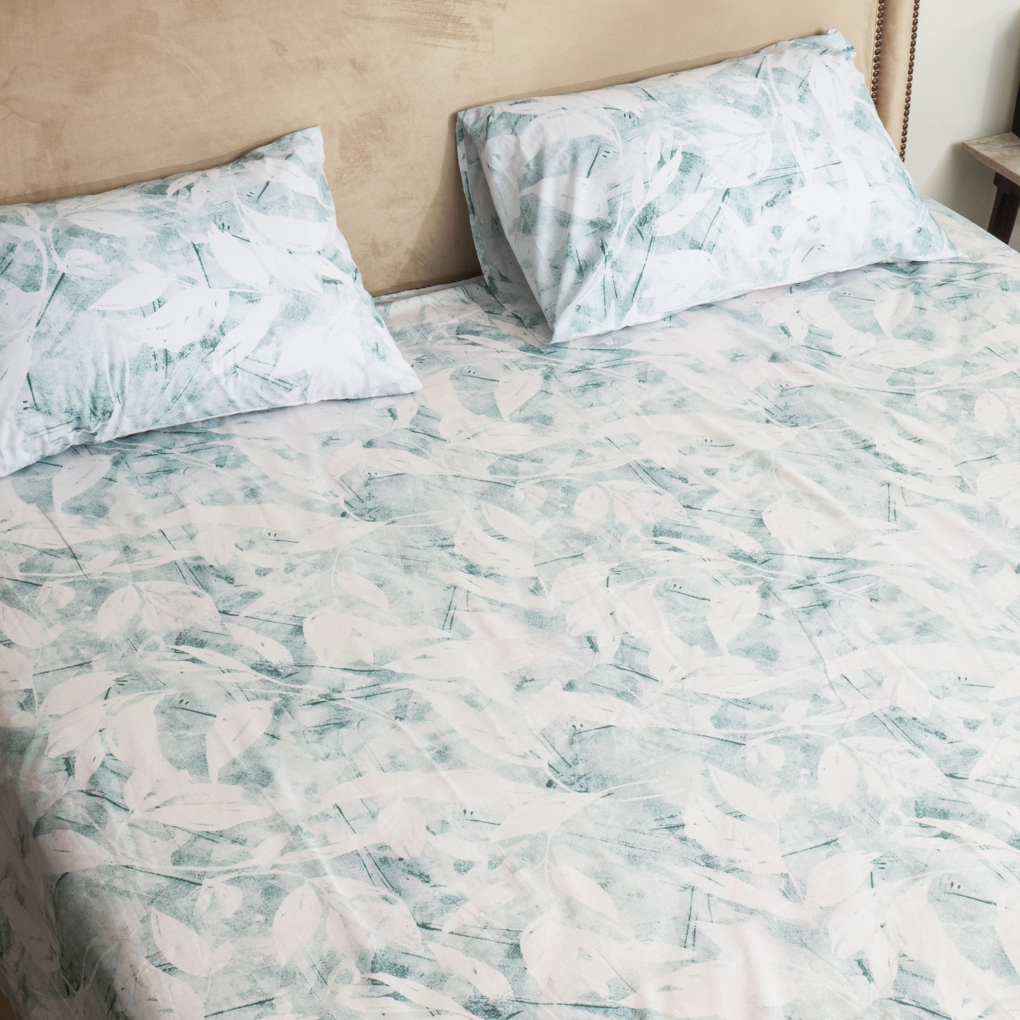 Green Floral King Bed Set