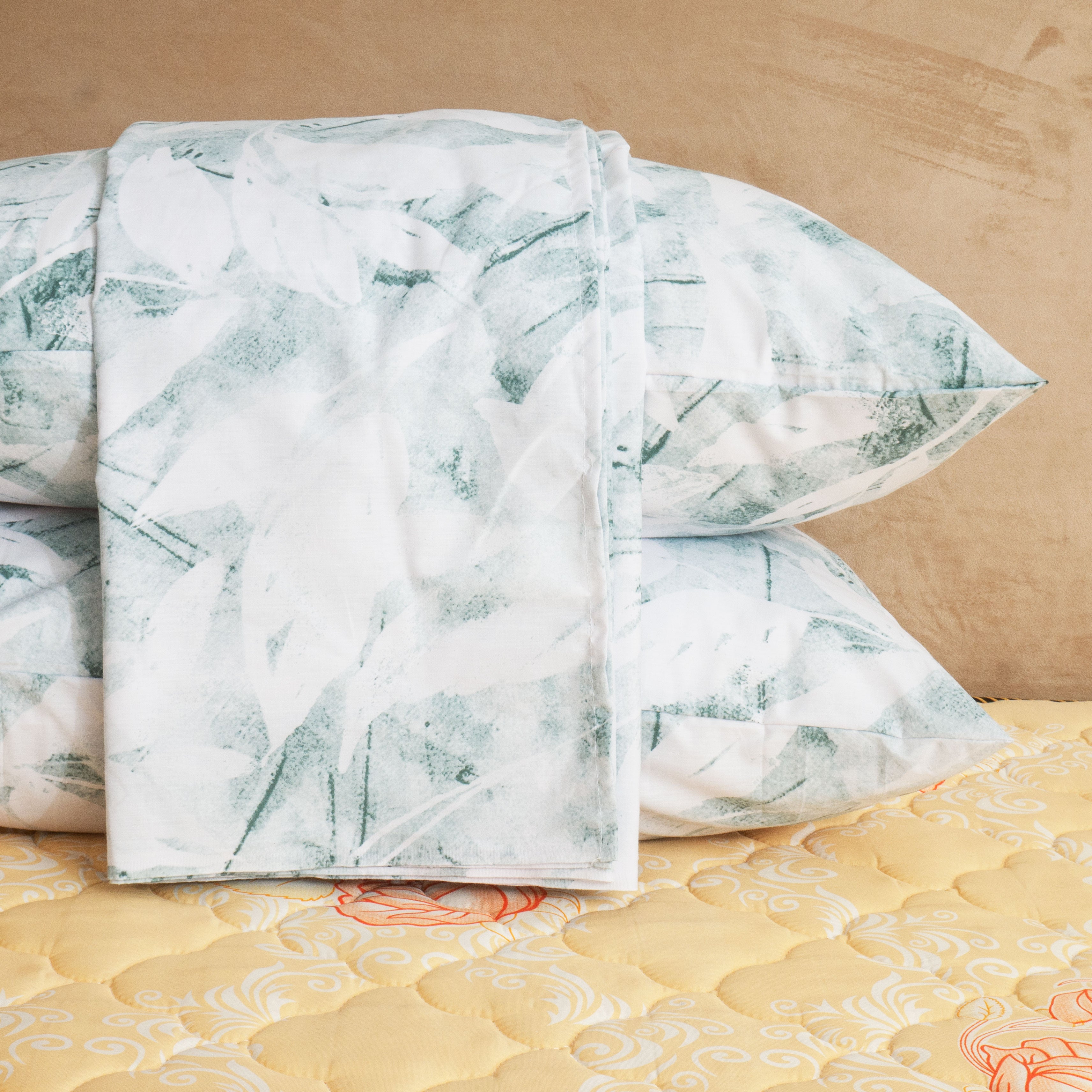 Green Floral King Bed Set