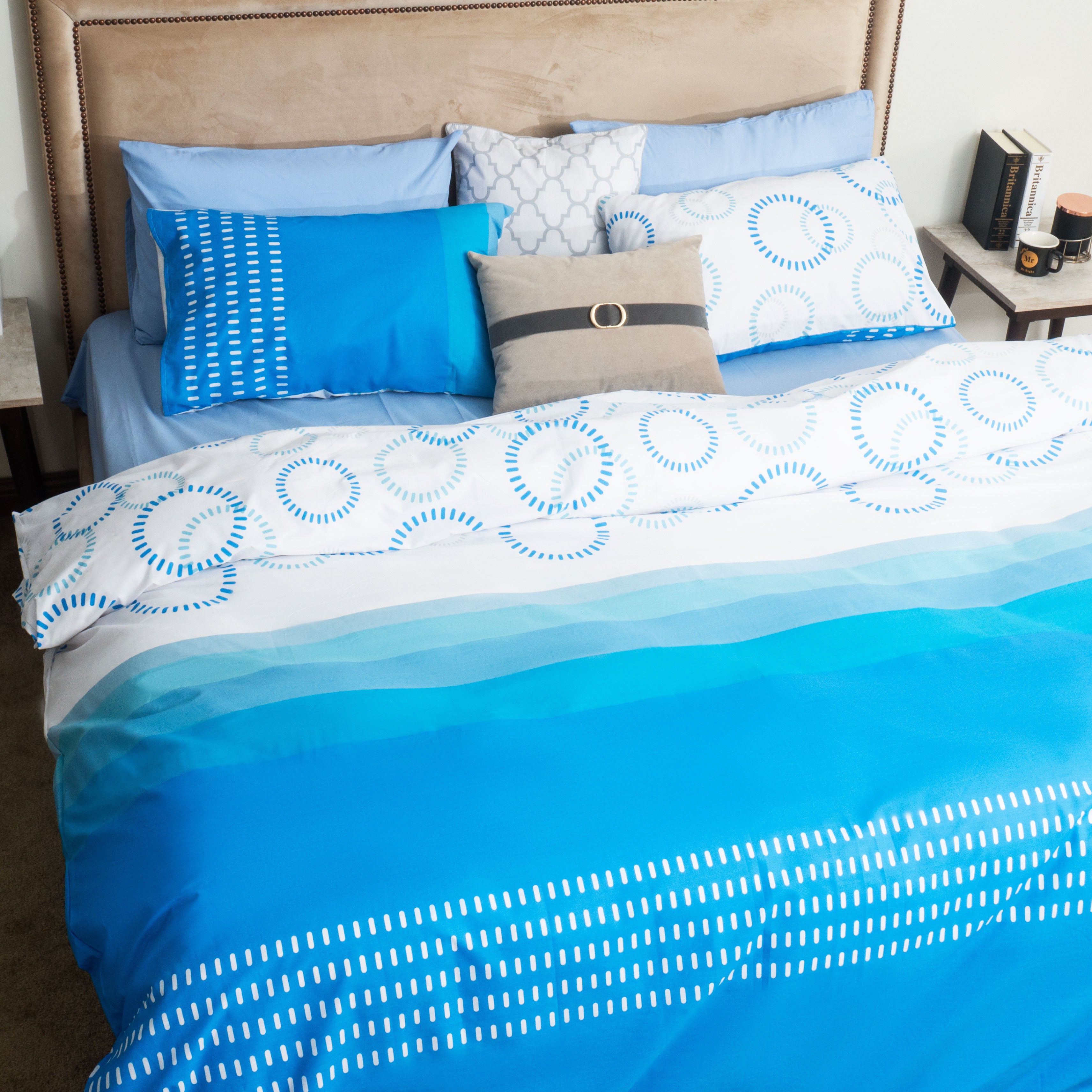 Blue Circles King Quilt Cover Set